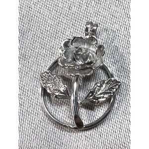 BEAUTIFUL MONET ROSE SILVER TONE‎ NECKLACE PENDANT (2383)